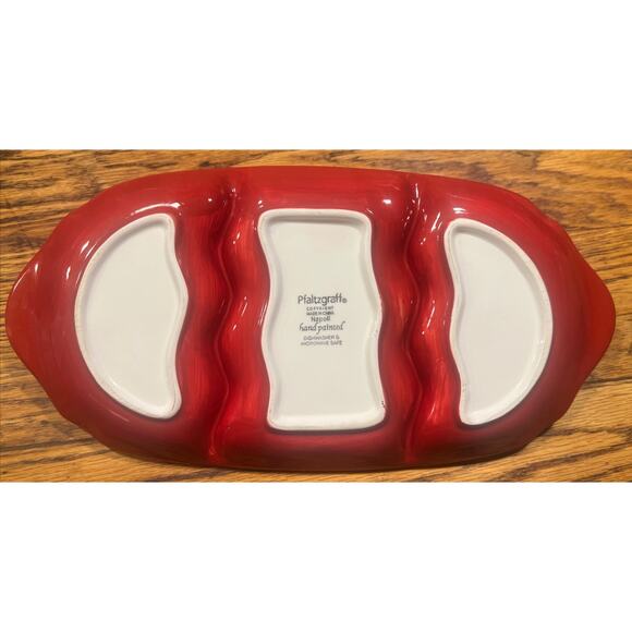 RARE Pfaltzgraff NAPOLI 14” 3-part Divided Snack Plate / Tray + Handles PERFECT - Picture 8 of 11